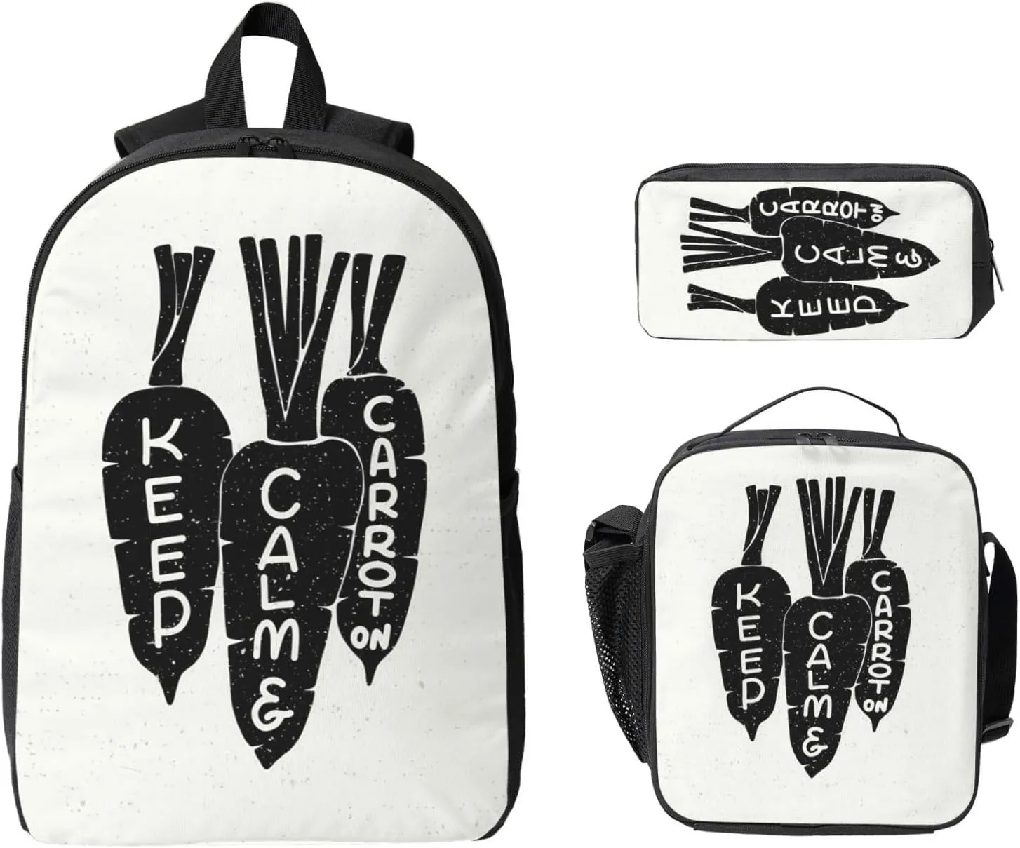 Backpack Lunch Box and Bag 3PCS Large Capacity Travel Backpack Suitable Work Outdoor Sport for Woman Man Keep Calm