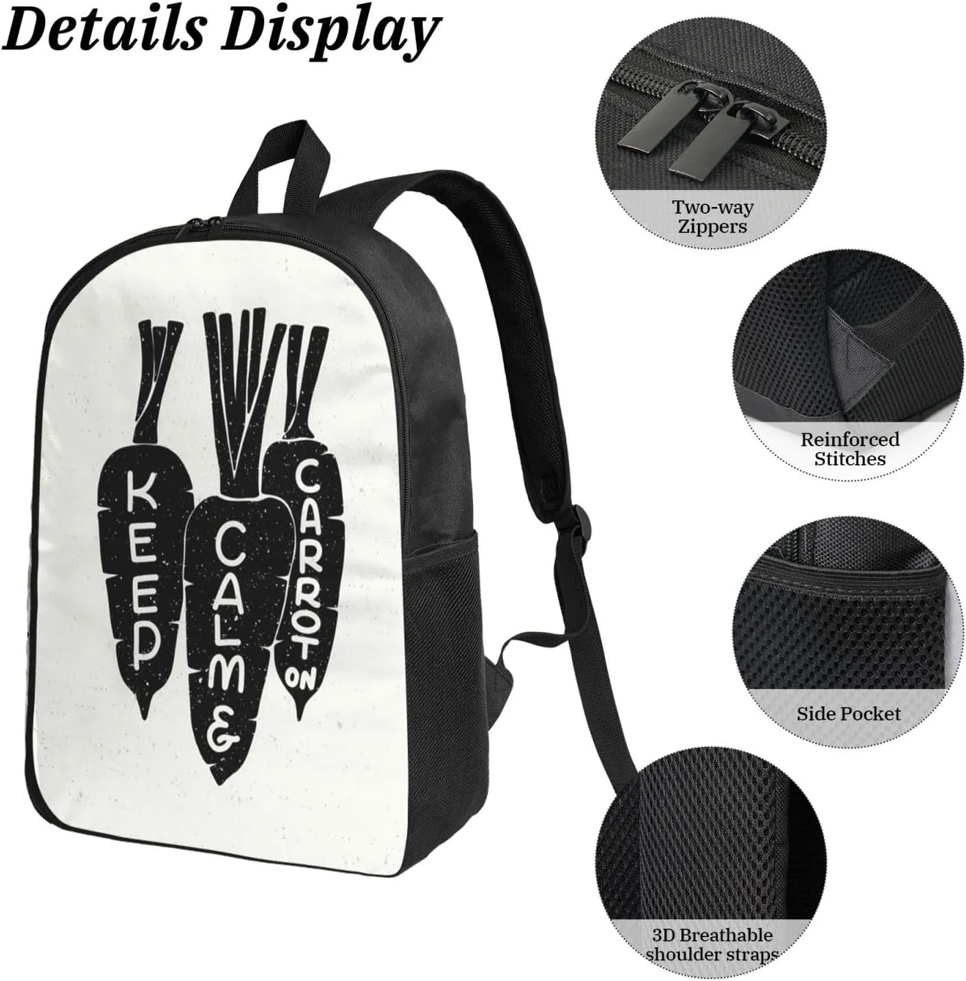 Backpack Lunch Box and Bag 3PCS Large Capacity Travel Backpack Suitable Work Outdoor Sport for Woman Man Keep Calm