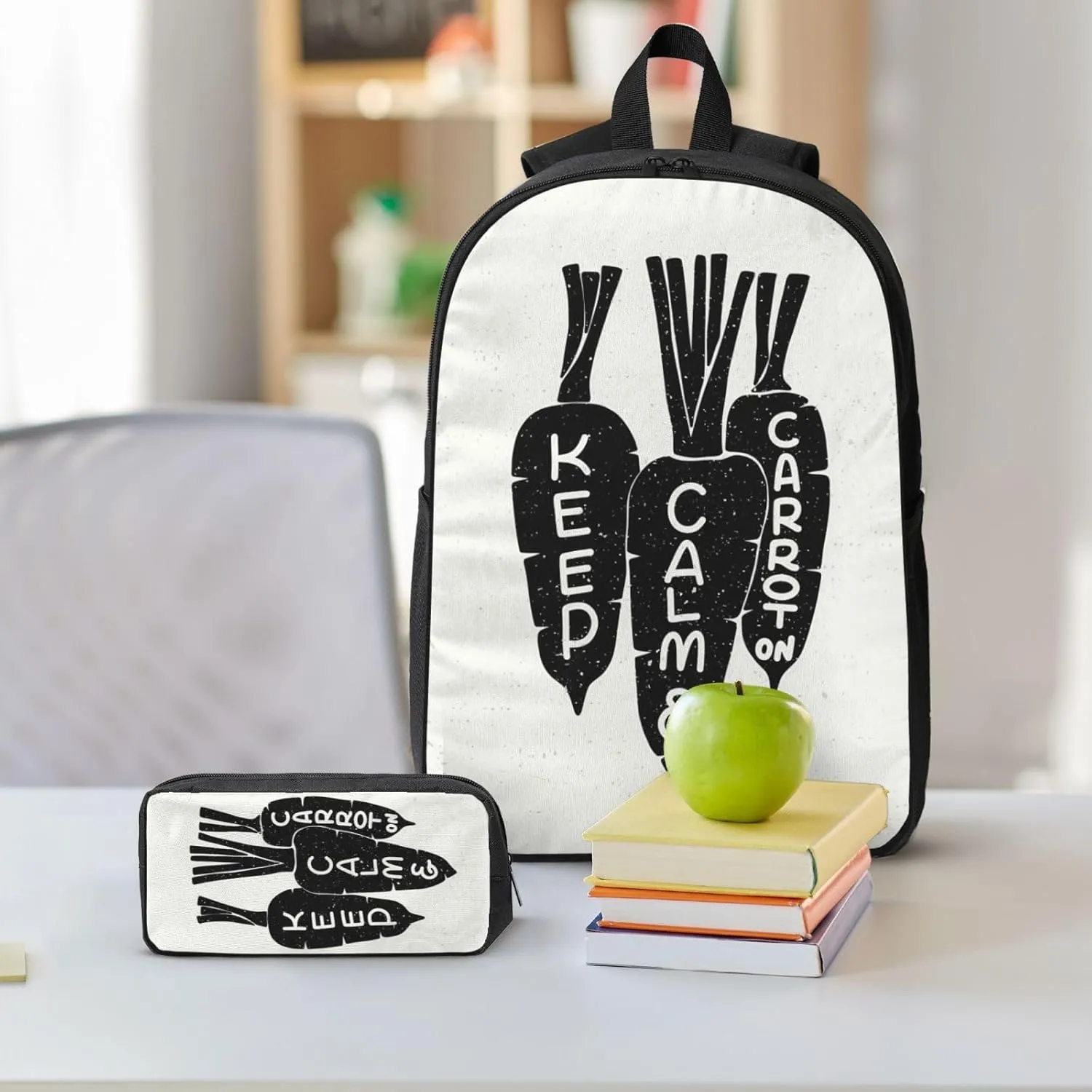 Backpack Lunch Box and Bag 3PCS Large Capacity Travel Backpack Suitable Work Outdoor Sport for Woman Man Keep Calm