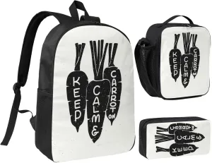 Backpack Lunch Box and Bag 3PCS Large Capacity Travel Backpack Suitable Work Outdoor Sport for Woman Man Keep Calm