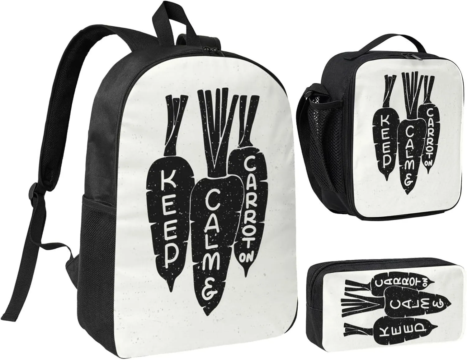 Backpack Lunch Box and Bag 3PCS Large Capacity Travel Backpack Suitable Work Outdoor Sport for Woman Man Keep Calm
