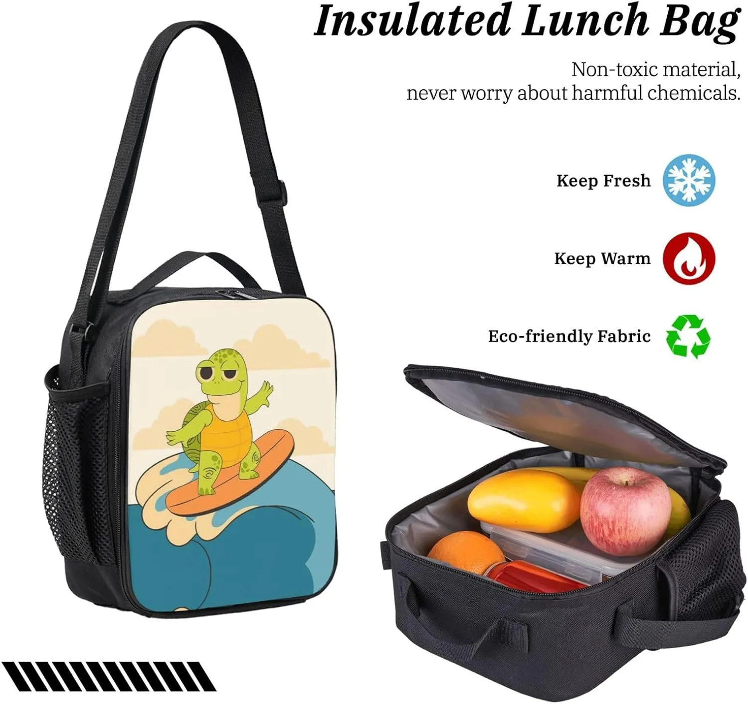 Backpack Lunch Box and Bag 3PCS Large Capacity Travel Backpack Suitable Work Outdoor Sport for Woman Man Surfing Turtle