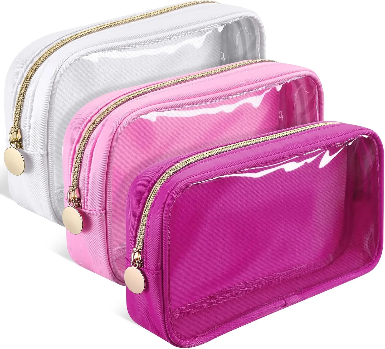 Baderke 3 Pcs Clear Travel Makeup Bag Cosmetic Bag With Zipper Clear Makeup Case For Women Transparent Waterproof Toiletry Storage Makeup Case For Travel Vacation Party Gift