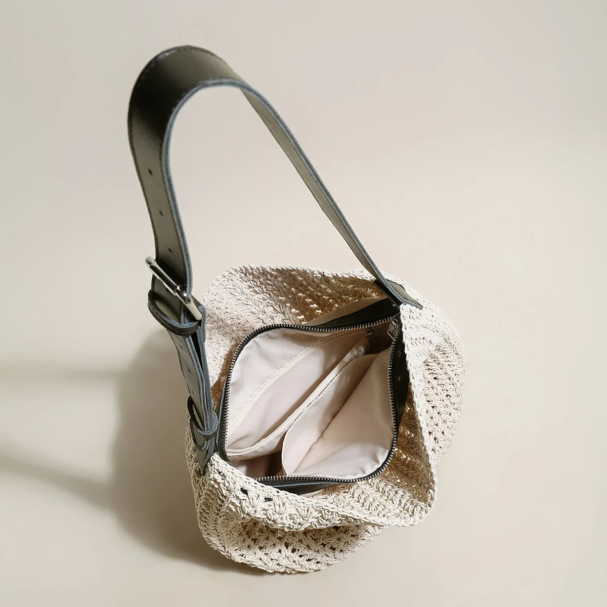 Bag Medium Tote Straps Beach Leather with Blue White Discounted coupons First-time buyer discount