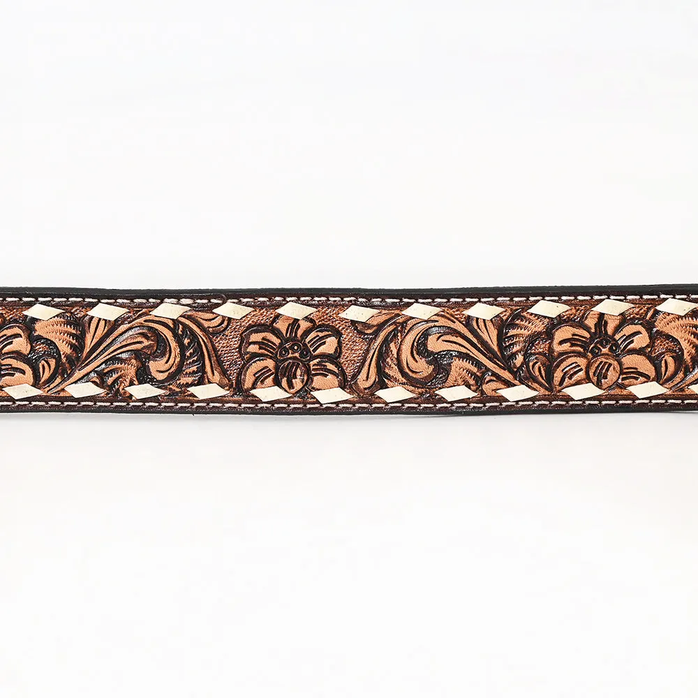 BAR H EQUINE Premium Quality Floral Hand Carved Western Leather Men And Women Belt Brown