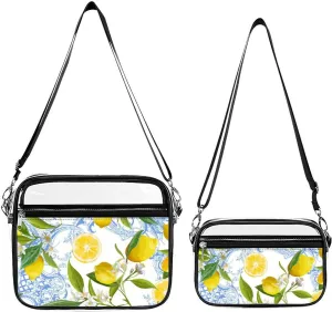 Baroque Yellow Lemons Transparent Cross Bag Two-piece Set, Fashionable Transparent Bag