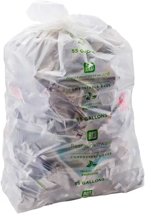 Basic Nature 55 Gallon Trash Can Liners, 100 Durable Trash Bags - Sturdy, Heavy Duty, Clear Plastic Garbage Bags, Unscented, Tear-Resistant - Restaurantware