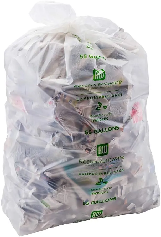 Basic Nature 55 Gallon Trash Can Liners, 100 Durable Trash Bags - Sturdy, Heavy Duty, Clear Plastic Garbage Bags, Unscented, Tear-Resistant - Restaurantware