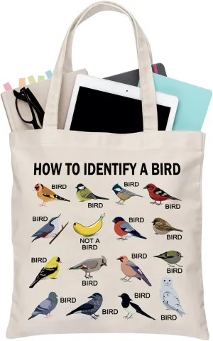 BDPWSS Bird Tote Bag Bird Lover Gift How To Identify A Bird Birdwatcher Gift Bird Enthusiast Gift Birder Ornithologist Gift