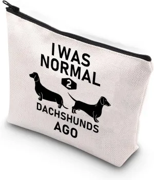 BDPWSS Dachshund Cosmetic Bags for women Dachshund Lover Gift I Was Normal 2 Dachshunds Ago Dachshund Gift (2 dachshunds ago)