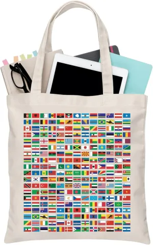 BDPWSS Flags of the Countries of the World Gift Geography Tote Bag Global Enthusiast Gift World Traveller Gift Geography Gift