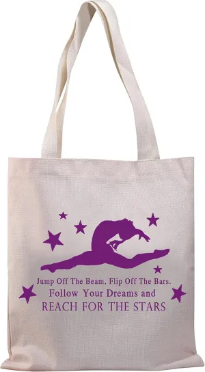 BDPWSS Gymnastics Tote Bag For Women Gymnast Inspirational Gift Gymnastic Coach Handbag (jump off the beam TG)