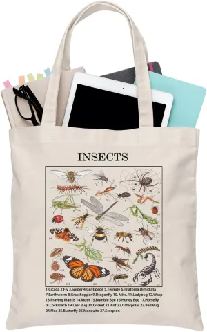 BDPWSS Insect Tote Bag Insect Lover Gift Bug Insect Gift Bug Beetles Lover Gift Entomologist Gift Science Nature Lover Gift