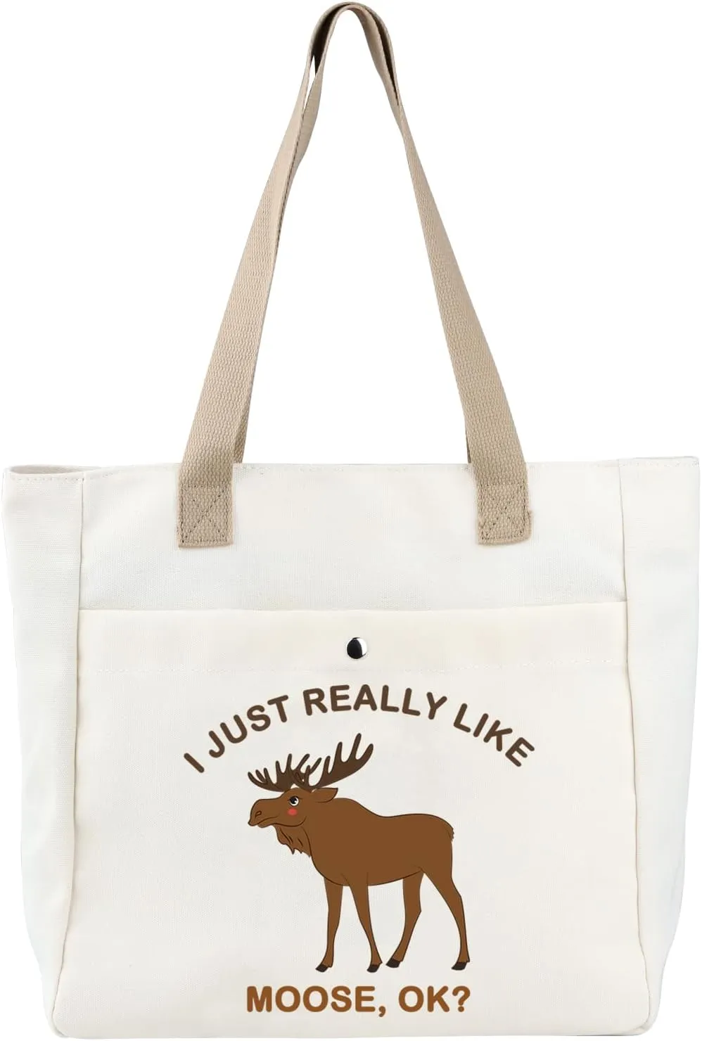BDPWSS Moose Tote Bag Moose Lover Gift Moose Deer Wildlife Gift I Just Really Like Moose OK Funny Moose Themed Canvas Handbag