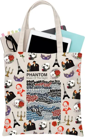 BDPWSS Phantom Tote Bag Opera Lover Gifts Phantom Music Of The Night Musical Inspired Gift Musical Theater Fans Gift