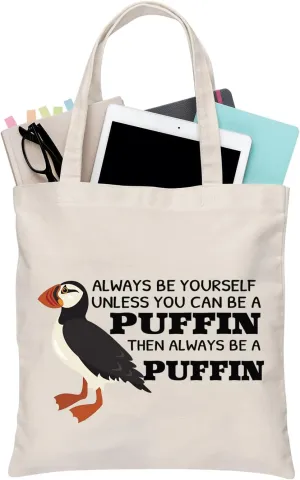 BDPWSS Puffin Tote Bag Bird Lover Gift Always Be Yourself Unless You Can Be A Puffin Then Always Be A Puffin Travel Pouch