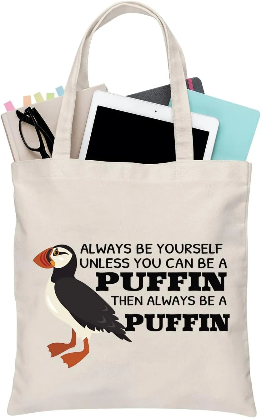 BDPWSS Puffin Tote Bag Bird Lover Gift Always Be Yourself Unless You Can Be A Puffin Then Always Be A Puffin Travel Pouch