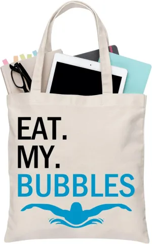 BDPWSS Swimming Tote Bags For Swimmers Swim Team Swimming Lover Gift Eat My Bubbles Funny Pool Lover Canvas Handbag