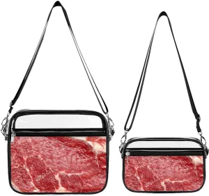 Beef Meat Transparent Cross Bag Two-piece Set, Fashionable Transparent Bag
