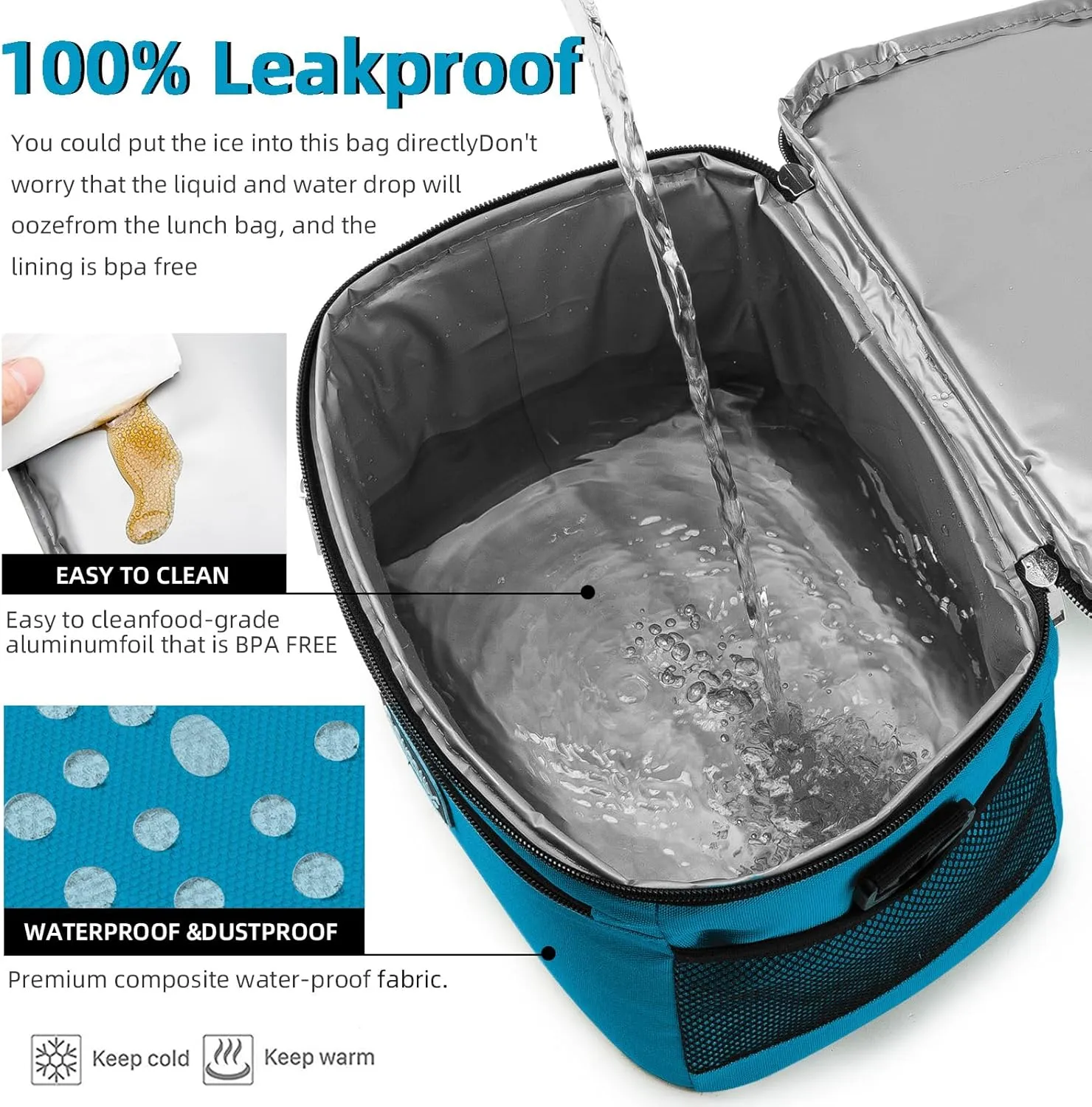 BEIMILY Lunch Box for Men/Women,Small Insulated Lunch Bag,Reusable LunchBox for work Picnic Beach,Leakproof Soft Cooler Tote Bag Organizer with Adjustable Shoulder Strap for Adults (Gray Blue)
