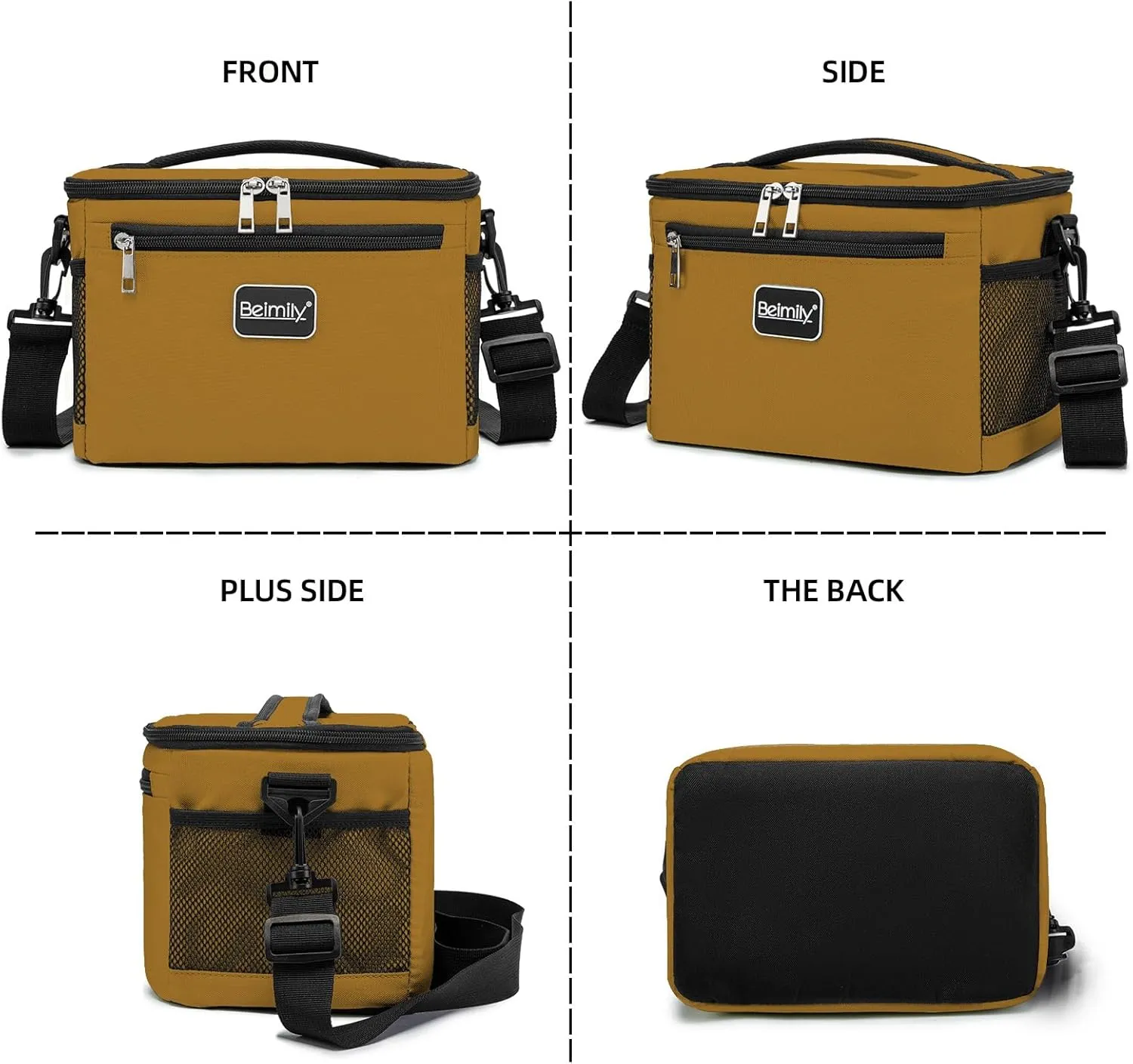 BEIMILY Lunch Box for Men/Women,Small Insulated Lunch Bag,Reusable LunchBox for work Picnic Hiking Beach,Leakproof Soft Cooler Tote Bag Organizer with Adjustable Shoulder Strap for Adults(Brown)