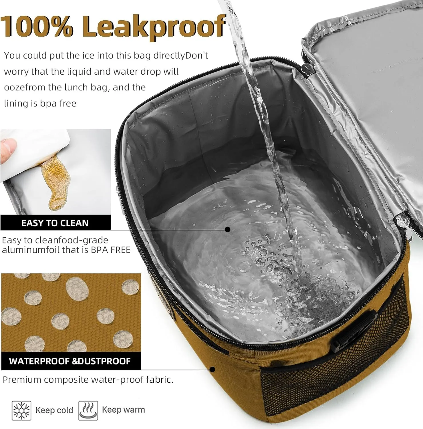BEIMILY Lunch Box for Men/Women,Small Insulated Lunch Bag,Reusable LunchBox for work Picnic Hiking Beach,Leakproof Soft Cooler Tote Bag Organizer with Adjustable Shoulder Strap for Adults(Brown)