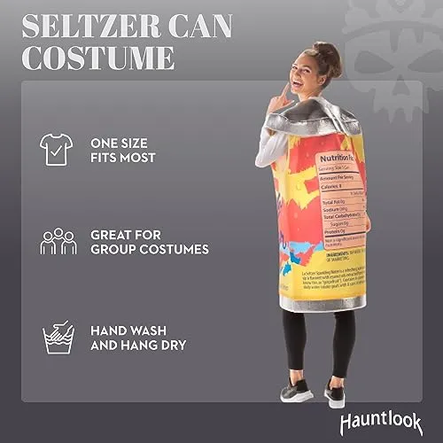 Beverage Can Costume | Slip On Halloween Costume for Women and Men| One Size Fits All |Seltzer Can