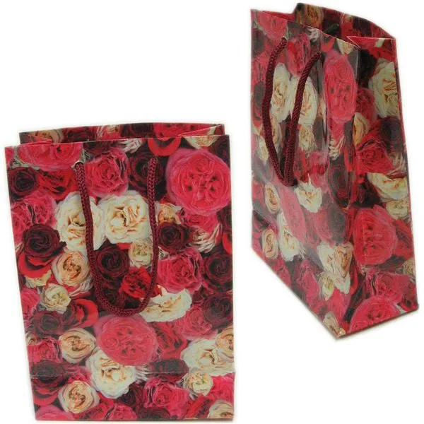 BG-035 Garden Flowers Rope Tote Party Favor Gift Bags 4.25" x 6.25"