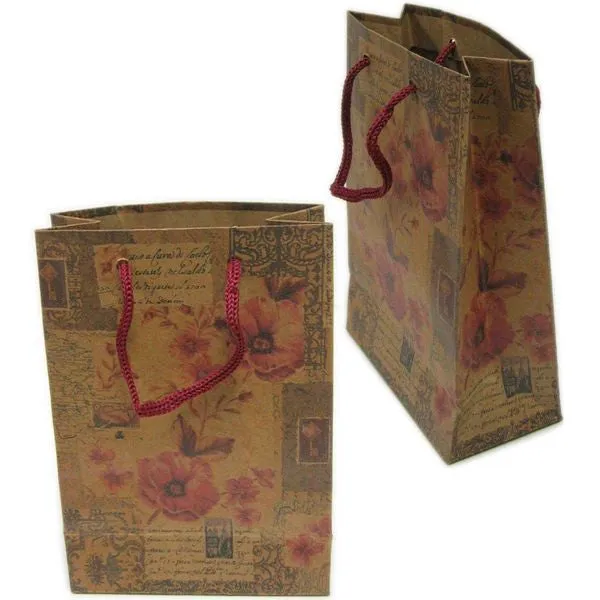 BG-035 Garden Flowers Rope Tote Party Favor Gift Bags 4.25" x 6.25"