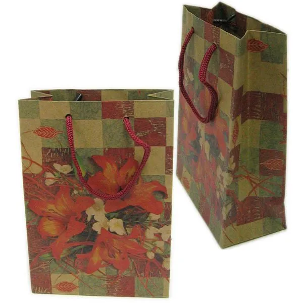 BG-035 Garden Flowers Rope Tote Party Favor Gift Bags 4.25" x 6.25"
