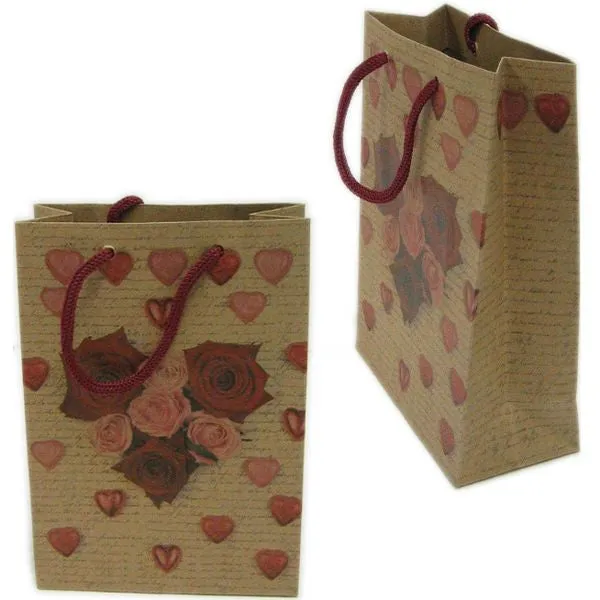 BG-035 Garden Flowers Rope Tote Party Favor Gift Bags 4.25" x 6.25"
