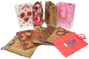 BG-035 Garden Flowers Rope Tote Party Favor Gift Bags 4.25" x 6.25"
