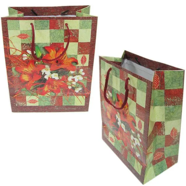 BG-037 Garden Flowers Rope Tote Party Favor Gift Bags 7.6" x 9.5"