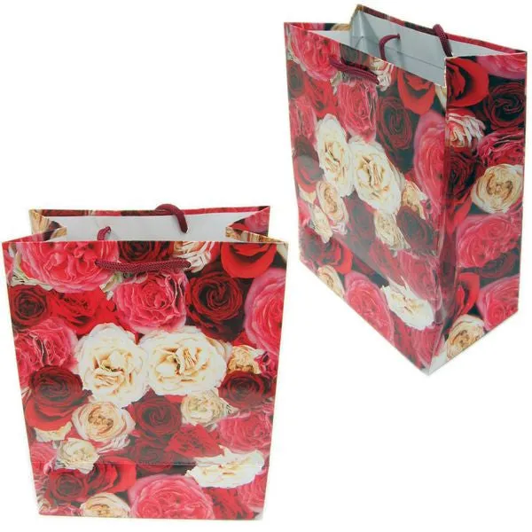 BG-037 Garden Flowers Rope Tote Party Favor Gift Bags 7.6" x 9.5"