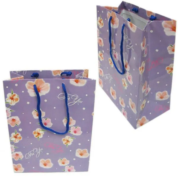BG-037 Garden Flowers Rope Tote Party Favor Gift Bags 7.6" x 9.5"