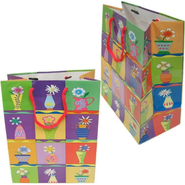 BG-037 Garden Flowers Rope Tote Party Favor Gift Bags 7.6" x 9.5"