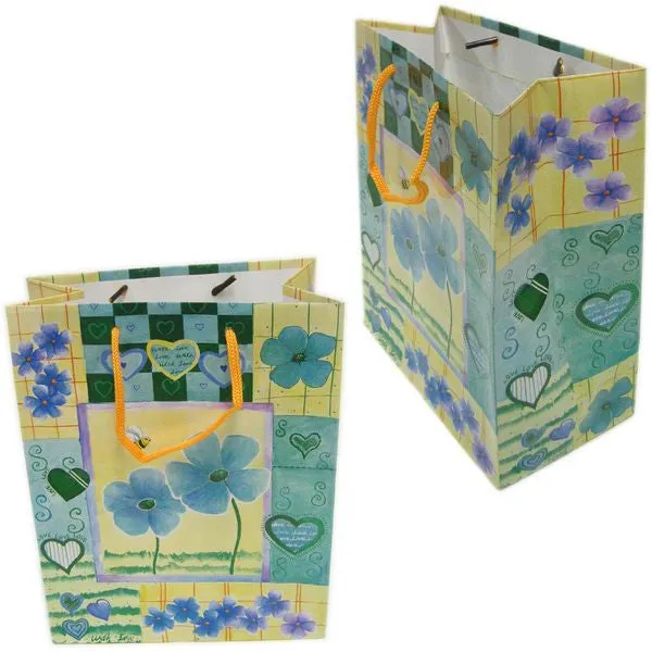 BG-037 Garden Flowers Rope Tote Party Favor Gift Bags 7.6" x 9.5"
