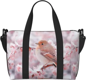 Bird Branch print Handbag Crossbody Travelling Weekend Overnight Carry On Bag Sports Tote Gym Bag