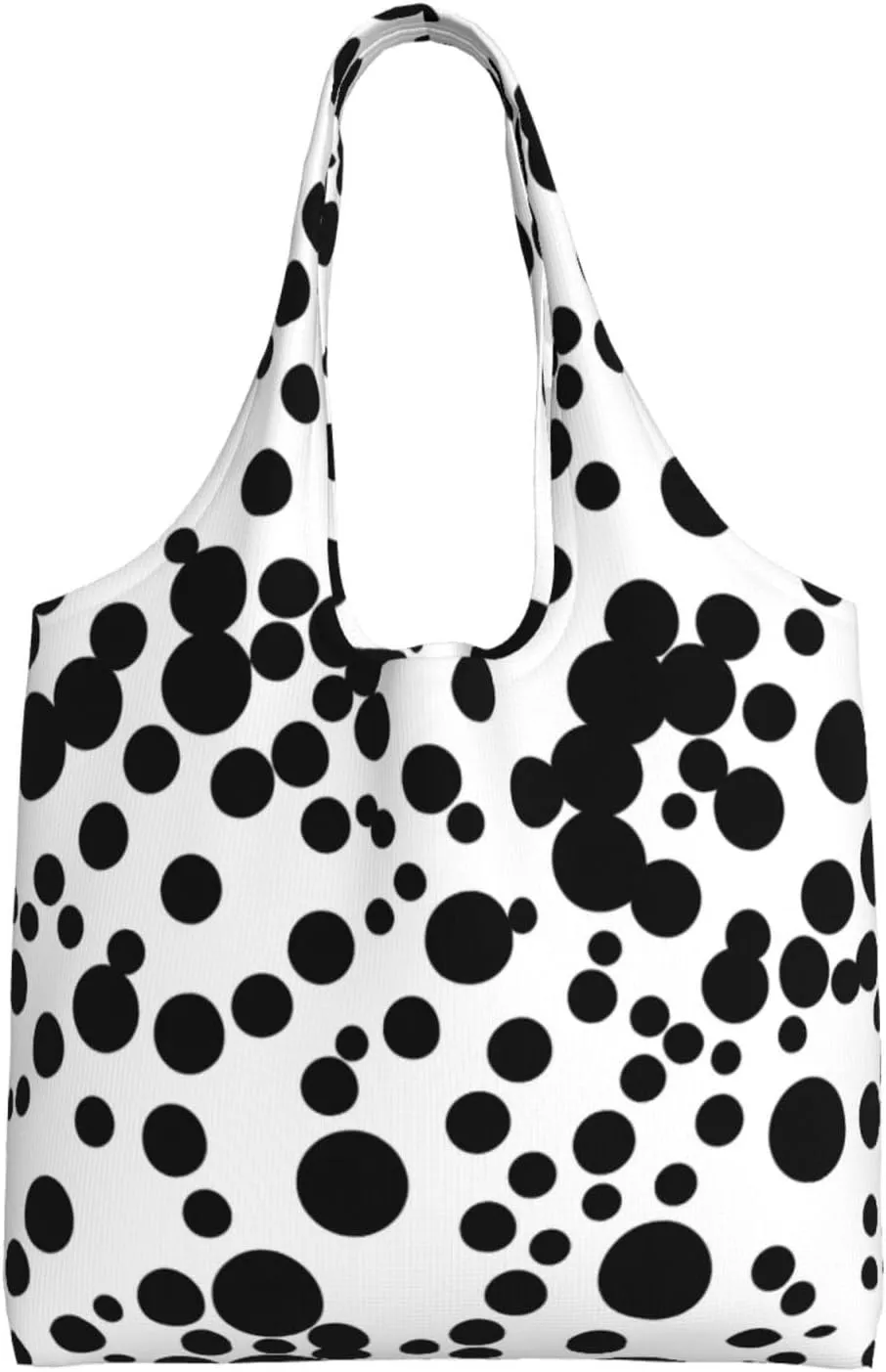 Black & White Big Dot print Women Shoulder Canvas Tote Handbag Work Bag for Women Lady Casual Tote's Handbag