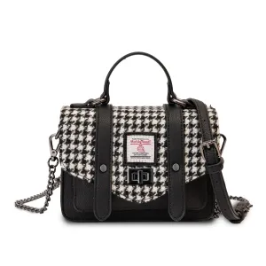 Black & White Dogtooth Micro Satchel with Harris Tweed®