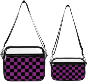 Black And Purple Checke Transparent Cross Bag Two-piece Set