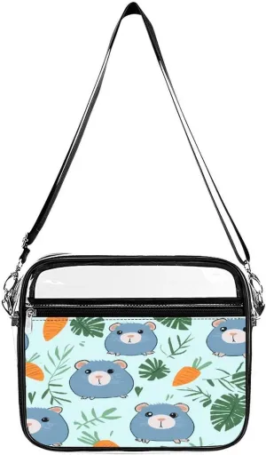 Blue Guinea Pigs Pattern Clear Crossbody Bags Shoulder Bag Messenger Purse for Stadium Concerts Sports Events