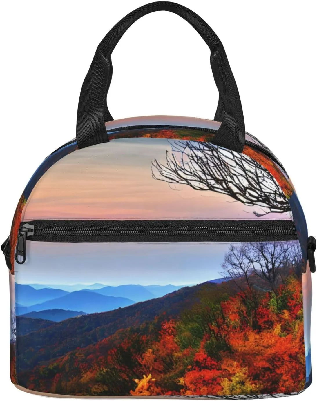 Blue Ridge Mountains Print Crossbody Insulated Lunch Bags For Women Men Cooler Bag Lightweight Waterproof Lunch Box