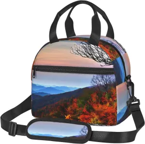 Blue Ridge Mountains Print Crossbody Insulated Lunch Bags For Women Men Cooler Bag Lightweight Waterproof Lunch Box