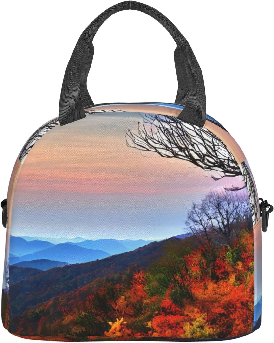 Blue Ridge Mountains Print Crossbody Insulated Lunch Bags For Women Men Cooler Bag Lightweight Waterproof Lunch Box