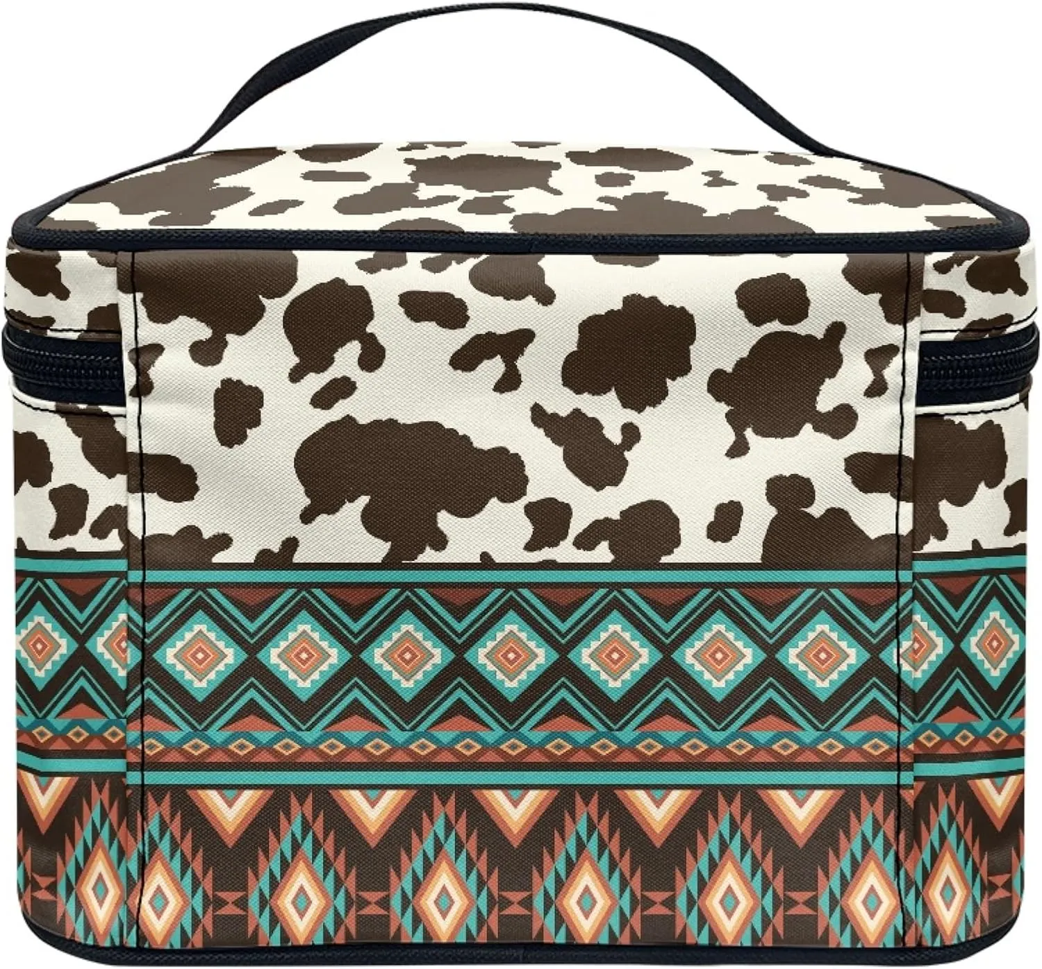 Boatee Aztec Make Up Bags for Women Portable Toiletry Bag Makeup Bag Travel Cosmetic Bag Multifunction Hanging Makeup Organizer Bag with Top Handle Zip Closure