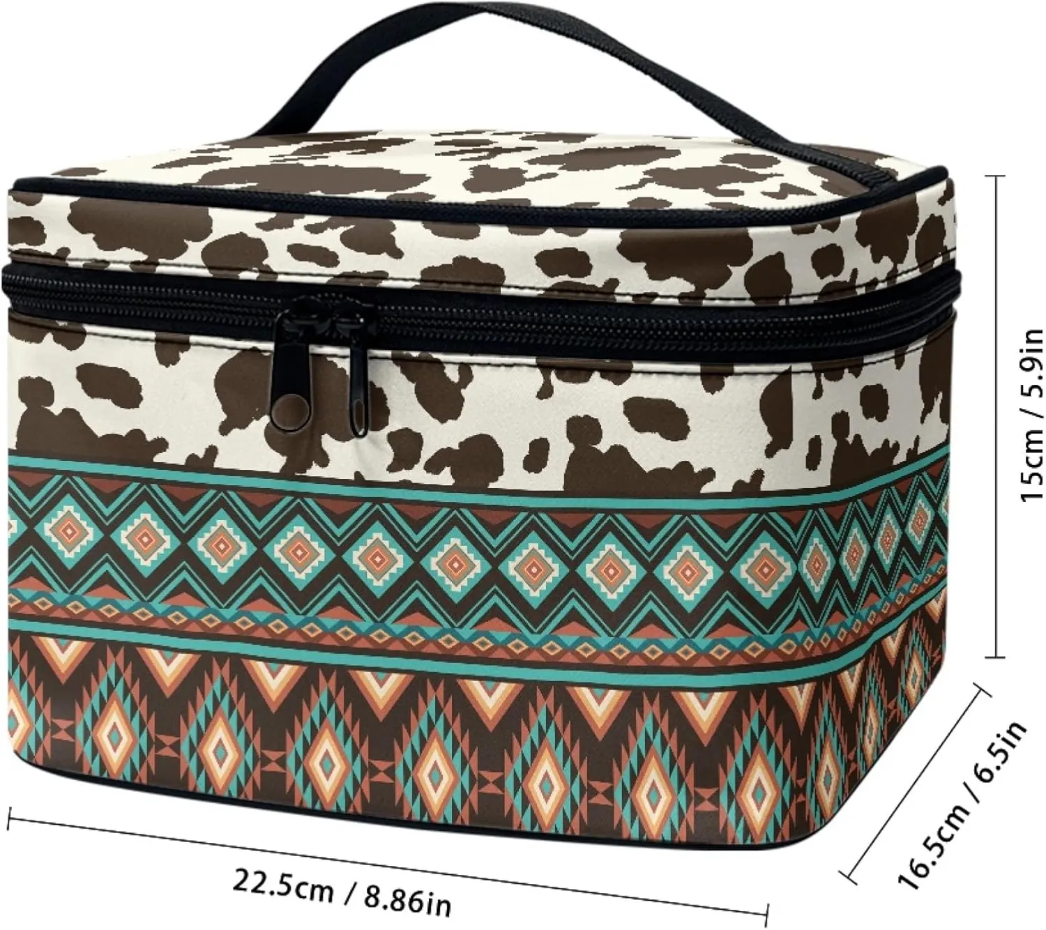 Boatee Aztec Make Up Bags for Women Portable Toiletry Bag Makeup Bag Travel Cosmetic Bag Multifunction Hanging Makeup Organizer Bag with Top Handle Zip Closure