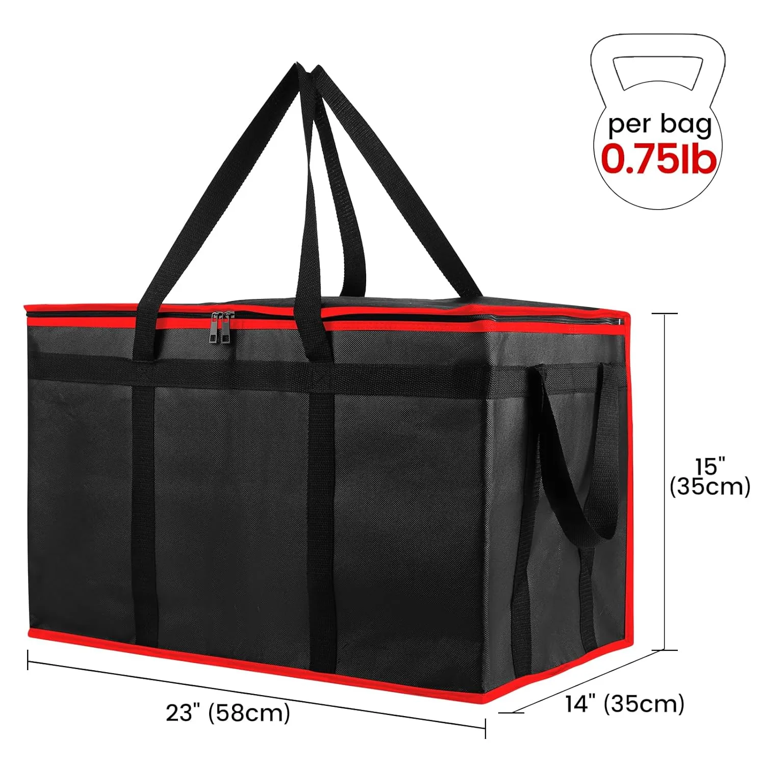 Bodaon 1-Pack Insulated Food Delivery Bag With Hard Bottom, XXXL Pizze Cooler Bags, Thermal Cold/Hot Styrofoam Carrier for Shopping/Travel/Doordash/Catering/Car, Dashers Door Dash Accessories