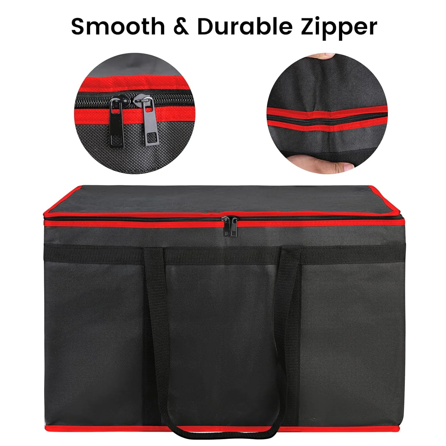 Bodaon 1-Pack Insulated Food Delivery Bag With Hard Bottom, XXXL Pizze Cooler Bags, Thermal Cold/Hot Styrofoam Carrier for Shopping/Travel/Doordash/Catering/Car, Dashers Door Dash Accessories