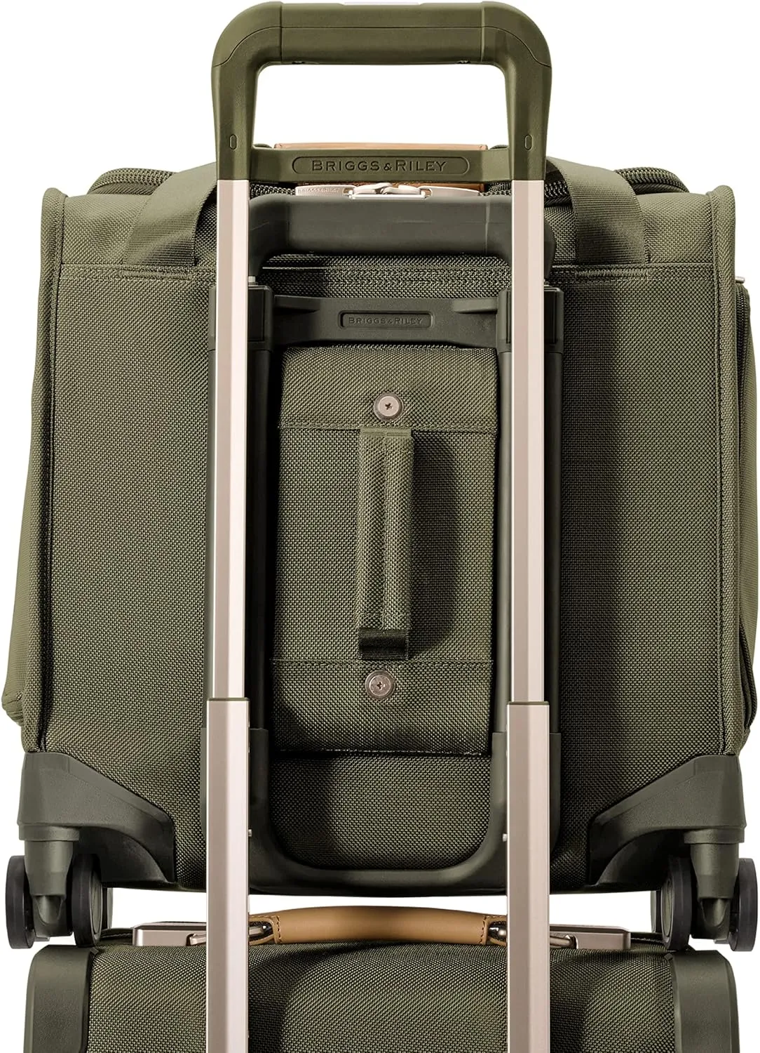 Briggs & Riley Cabin Spinner - Carry On Luggage for Travel, Suitcases with Wheels, Softside Rolling Bag for Men & Women, Fits Under Plane Seat, Interlocking Handle - Baseline Collection, Olive